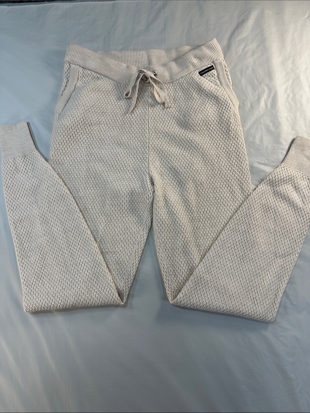 Calvin Klein Jeans Cream Knit Track Joggers size small